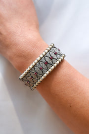 Skoura- Sand Thread Pavé Diamond and Ruby Bracelet