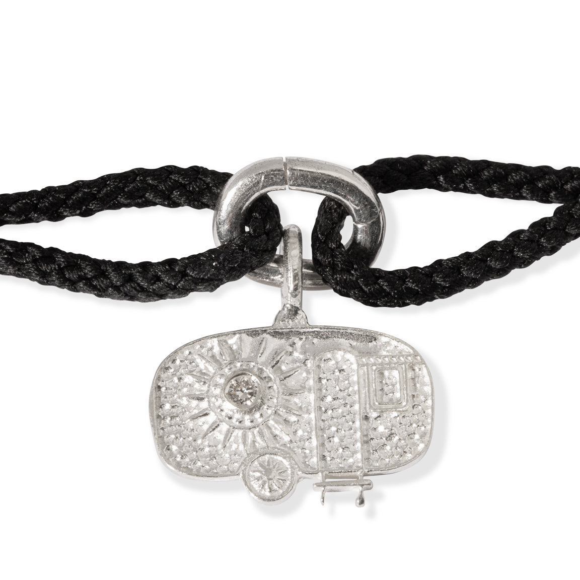 Paris - Diamond Charm - Two-Tone Black Kumihimo Silk