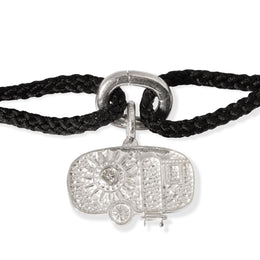 Tokyo - Diamond Charm - Two-Tone Black Kumihimo Silk