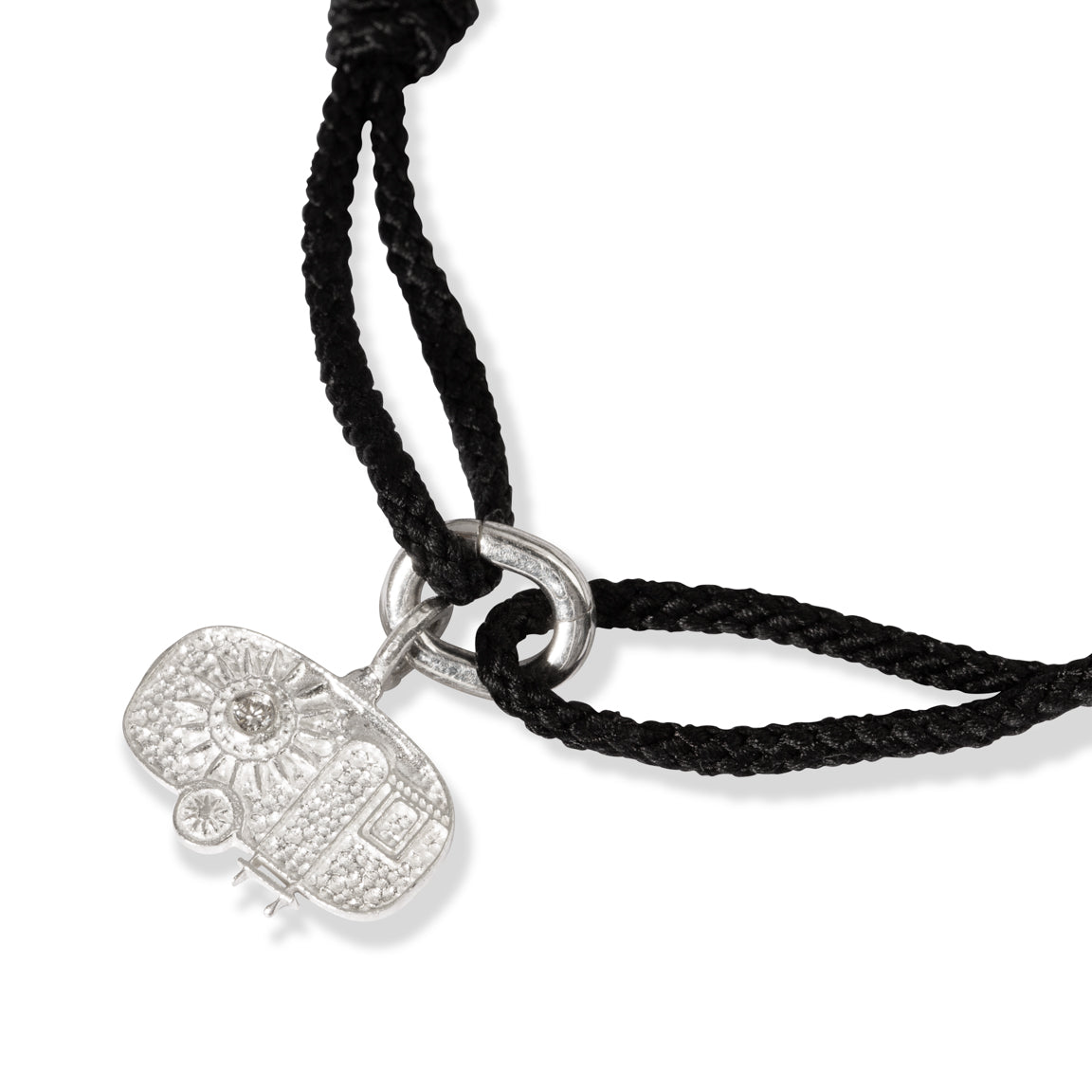 Paris - Diamond Charm - Two-Tone Black Kumihimo Silk