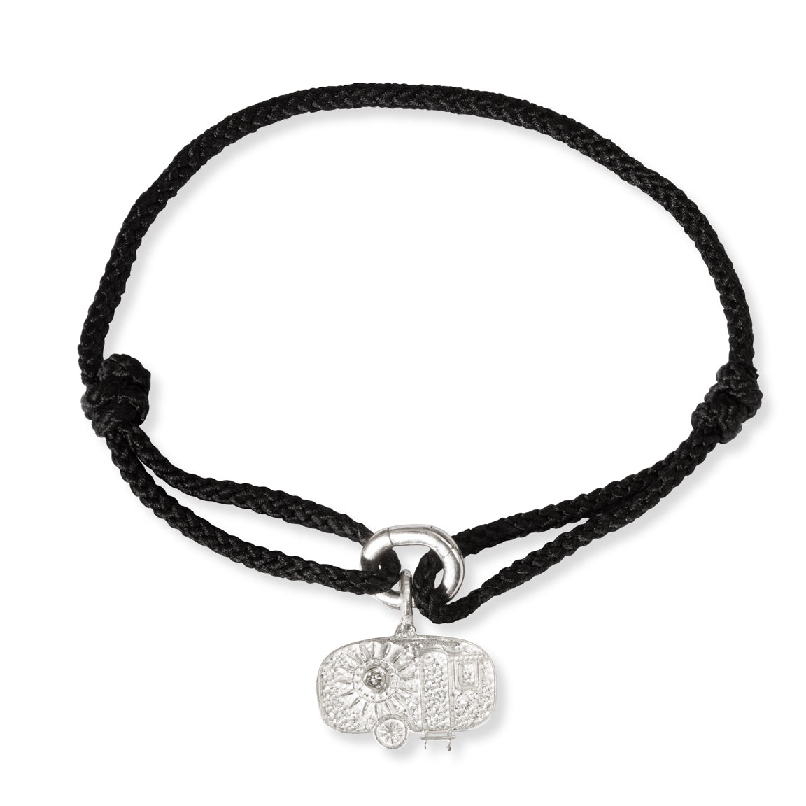 Paris - Diamond Charm - Two-Tone Black Kumihimo Silk