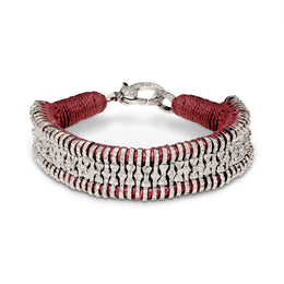 Deep claret diamond thread bracelet for Autumn tones