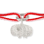 Alassio diamond charm bracelet with vibrant pink and red kumihimo thread