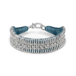 Caravan of Stones deep petrol teal pavé diamond stacker bracelet with silver clasp on white background