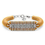 Caravan of Stones Golden Ember pavé diamond slim stacker bracelet with silver clasp on white background
