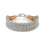 Caravan of Stones saddle camel pavé diamond stacker bracelet with silver clasp on white background