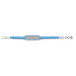 Caravan of Stones Sky Blue pavé diamond slim stacker bracelet laid flat showing clasp and thread detail
