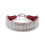 Claret Velvet thread bracelet with pavé diamonds and silver detailing