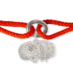 Como diamond charm bracelet with orange kumihimo thread