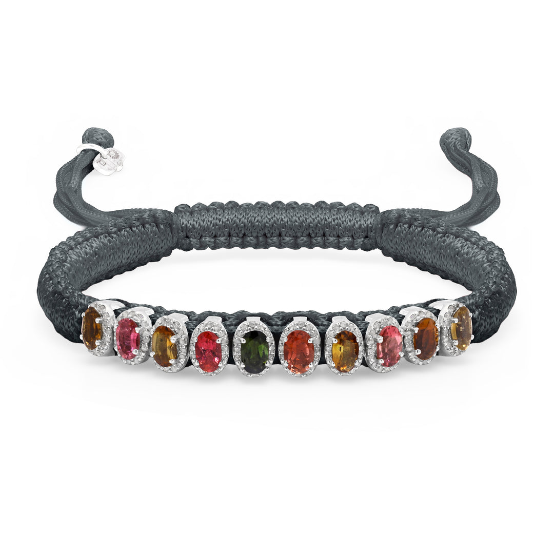 Dark olive gunmetal Mini Lisse diamond bracelet with sliding closure by Caravan of Stones