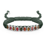 Deep Petrol Teal Mini Lisse bracelet with multi-coloured gemstones on a white background