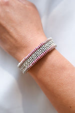 Fuchsia Silver Stacker worn on the wrist
