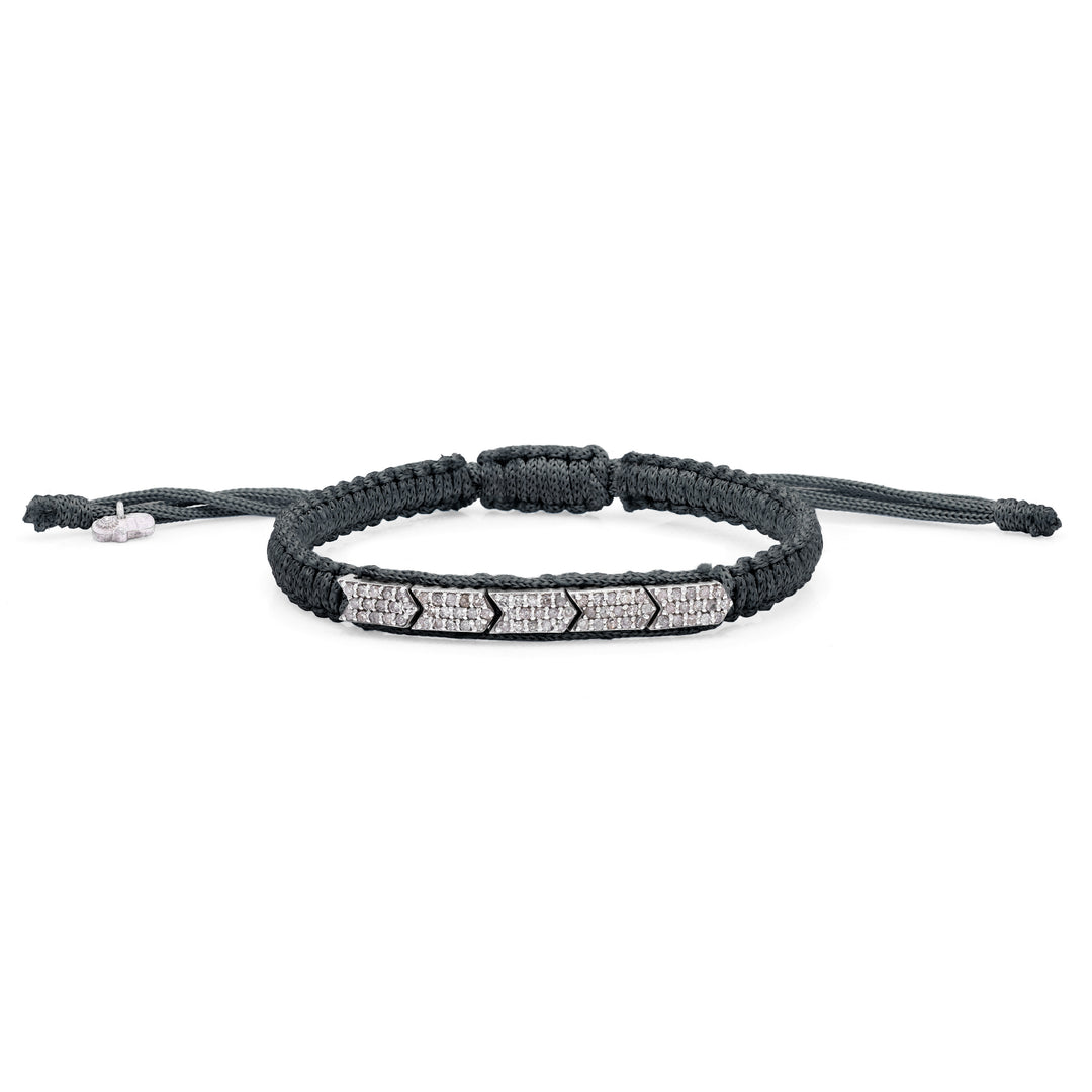 Méridien black bracelet with a pavé diamond panel on a white background