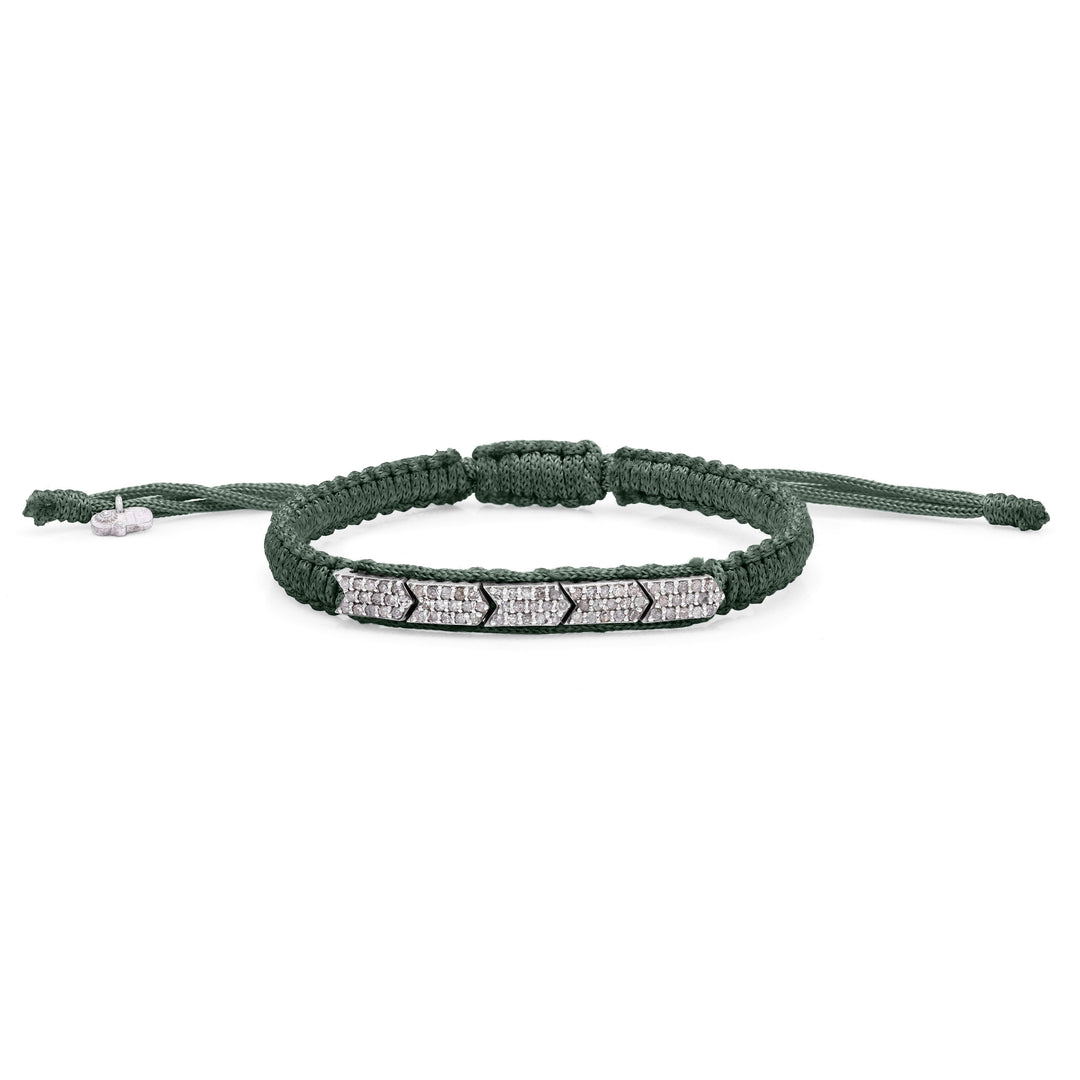 Méridien Deep Petrol Teal bracelet with a pavé diamond panel on a white background