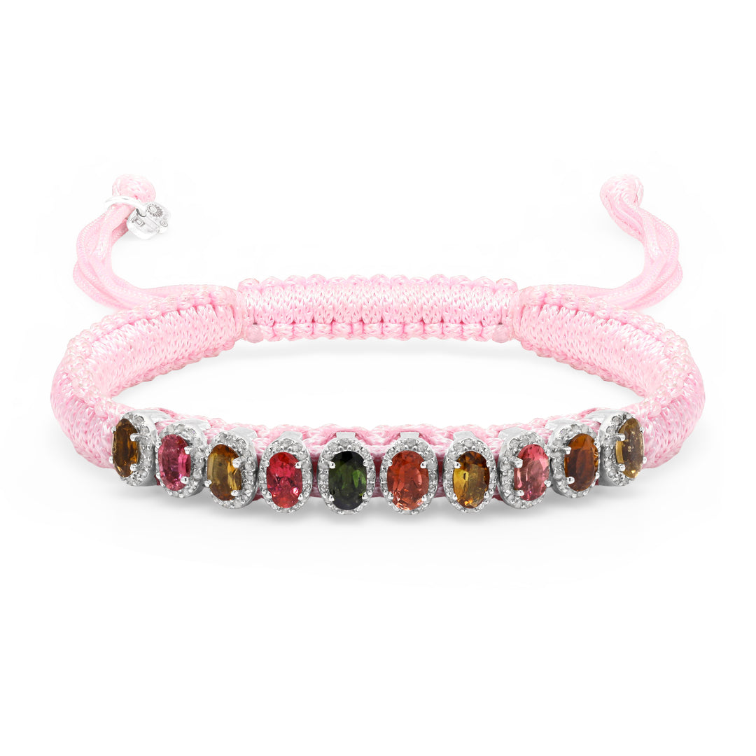Mini Lisse diamond bracelet in baby pink with sliding closure by Caravan of Stones