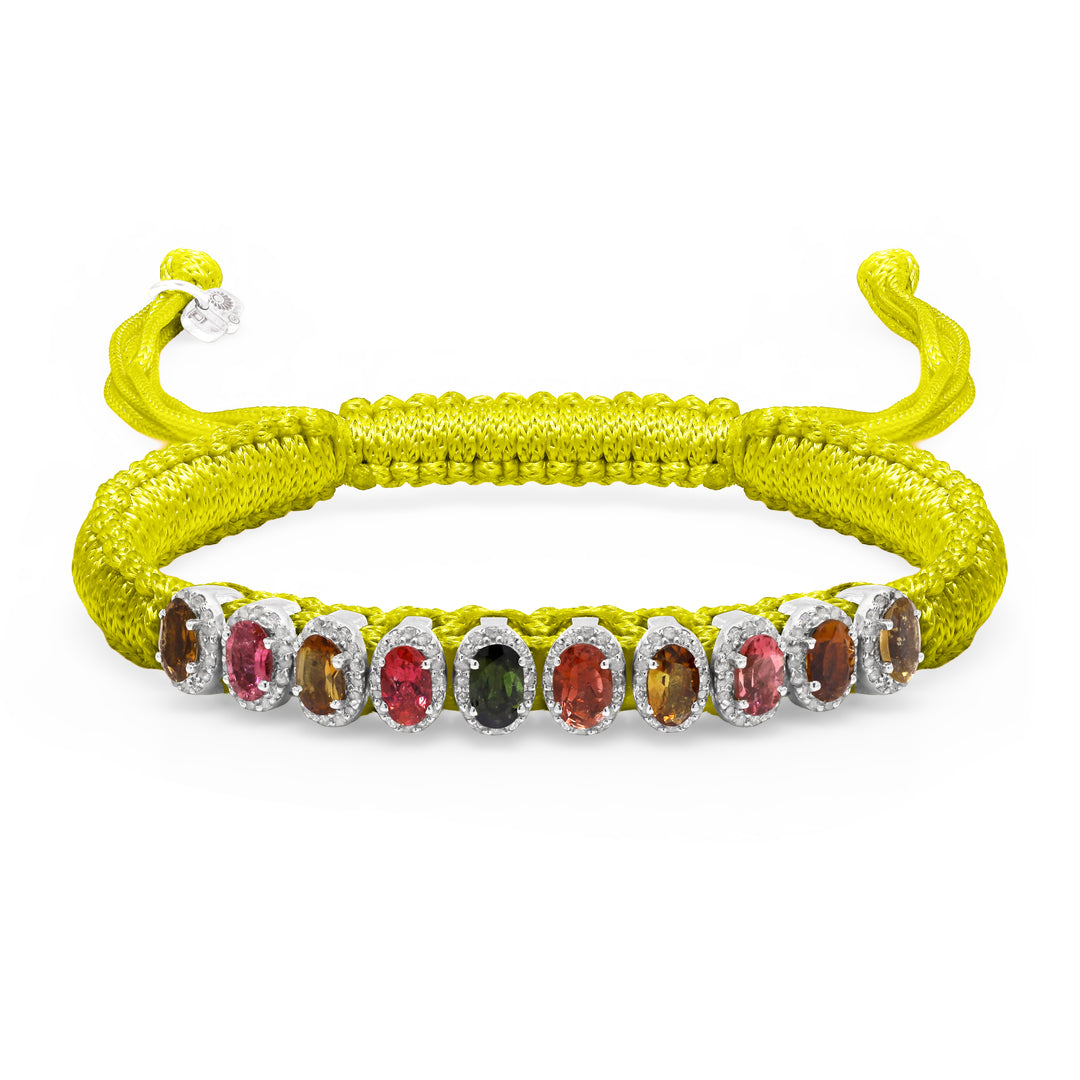 Mini Lisse diamond bracelet in neon yellow with sliding closure by Caravan of Stones