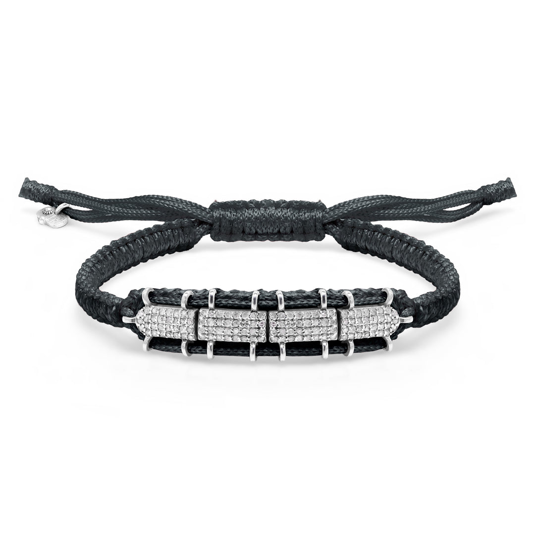 Row black diamond bracelet with sliding lock and pavé diamonds by Caravan of Stones