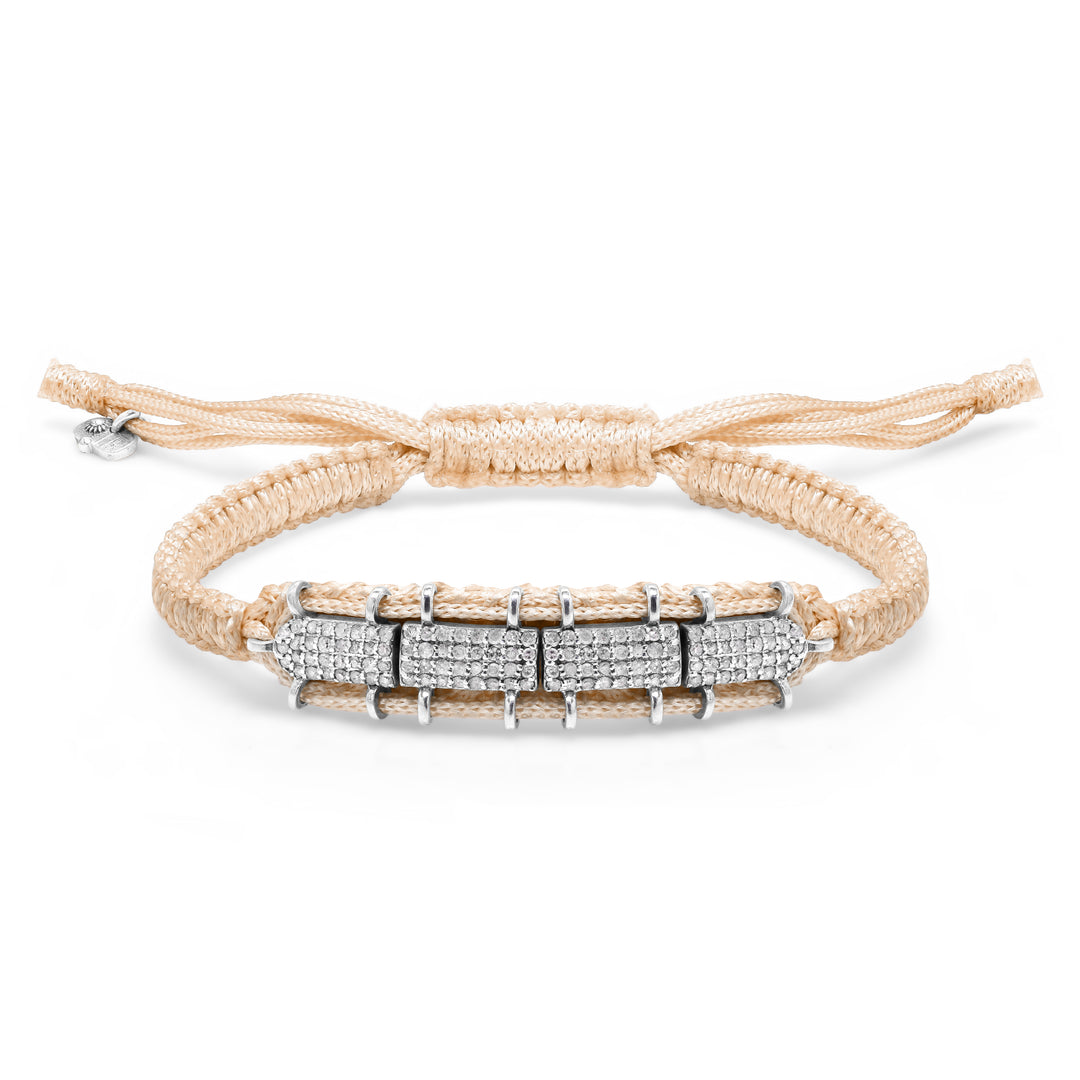 Row sand diamond bracelet with sliding lock by Caravan of Stones