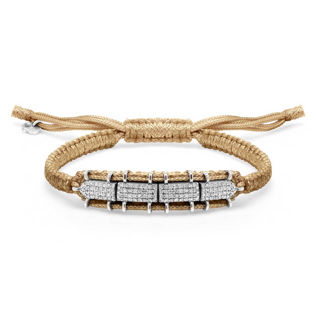 Row Saddle Camel diamond bracelet with sliding lock by Caravan of Stones