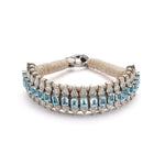 Saint Tropez sand thread bracelet with single-cut diamonds and blue topaz shown from the front