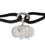 Tokyo diamond charm bracelet with two-tone black kumihimo thread