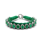 Venice Green Pavé Diamond and Emerald Bracelet shown in a round view on white
