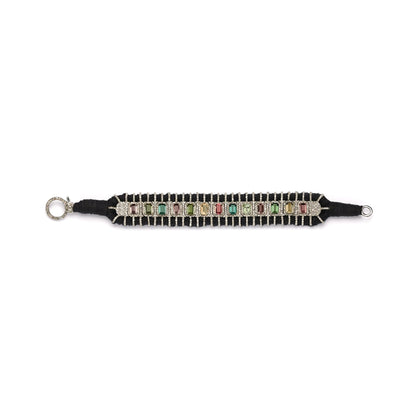 Black thread diamond and multi-coloured tourmaline bracelet