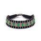 Black thread diamond and emerald bracelet