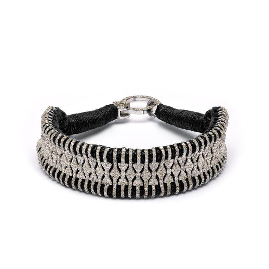 Black Thread Pavé Diamond Bracelet - available to order