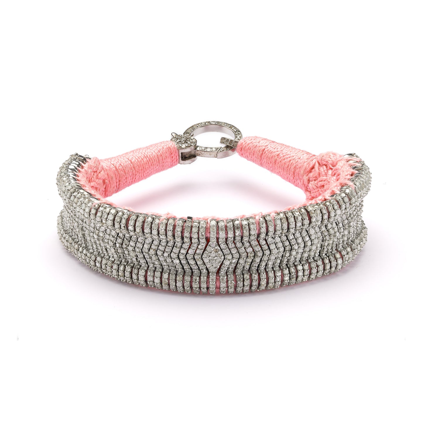 Pink thread diamond bracelet