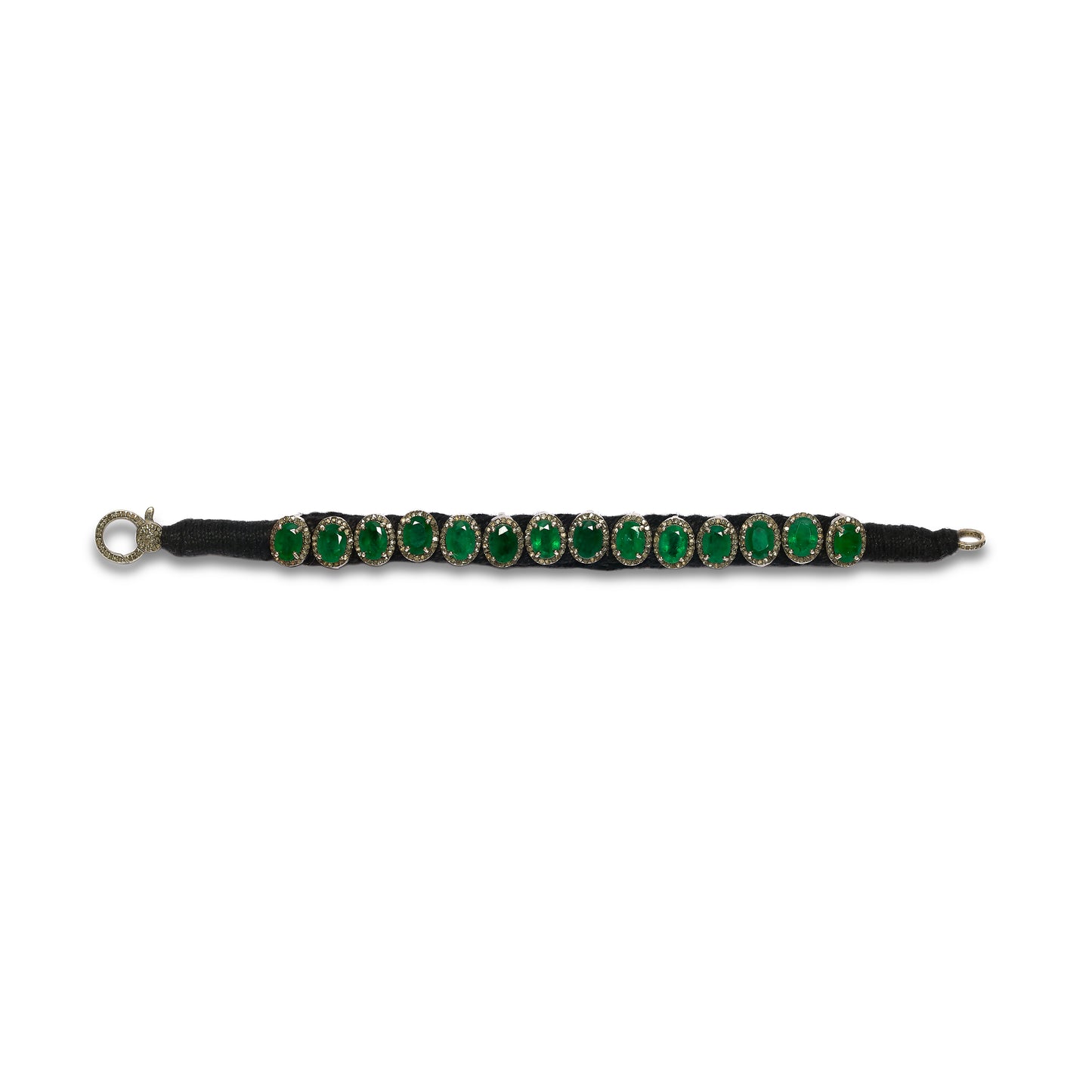 Black Pavé Diamond and Emerald Bracelet