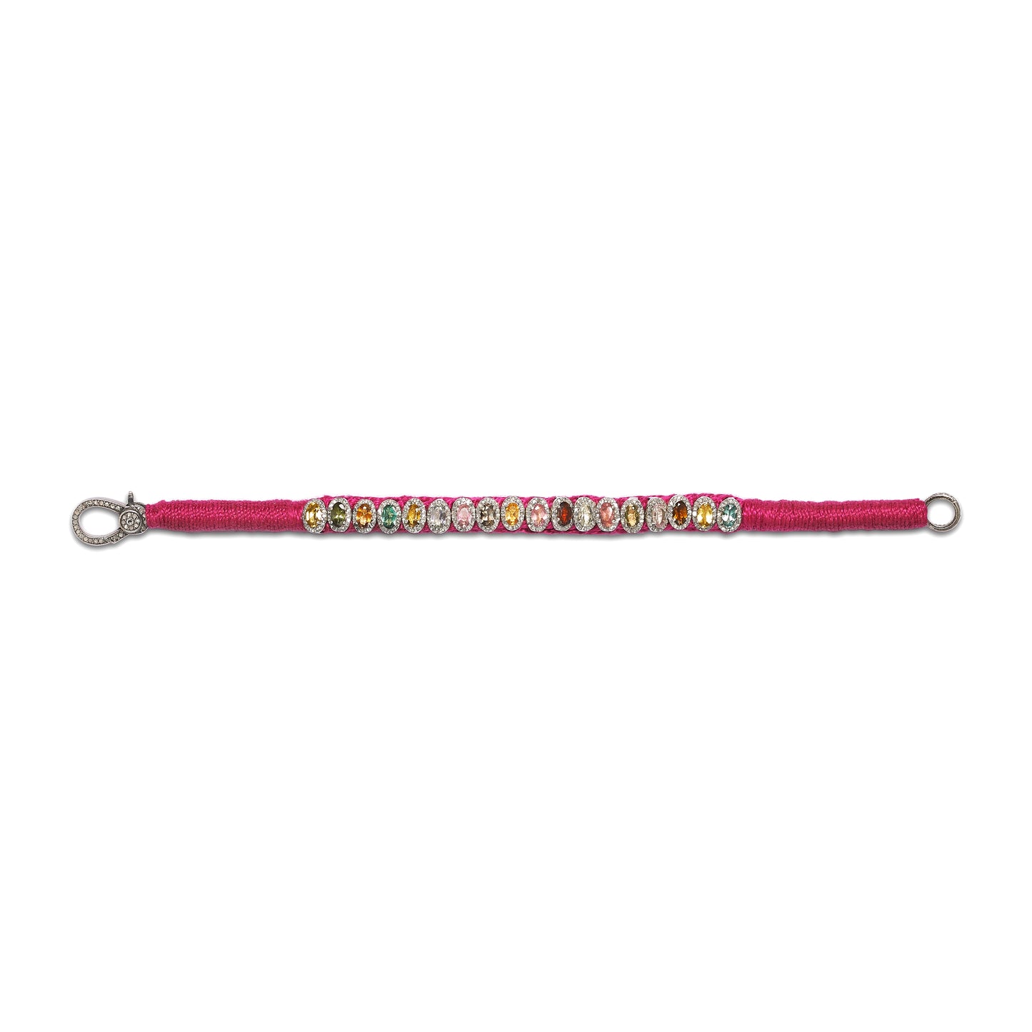 Pink Mini Thread Diamond Bracelet with Multi-Coloured Tourmalines