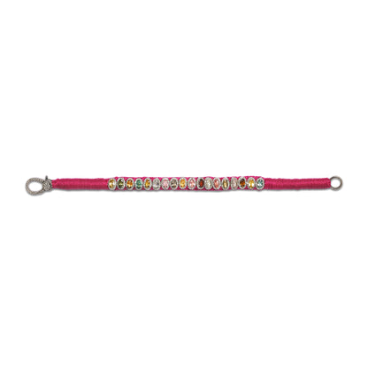 Pink Mini Thread Diamond Bracelet with Multi-Coloured Tourmalines