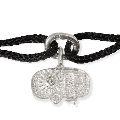 Paris - Diamond Charm - Two-Tone Black Kumihimo Silk