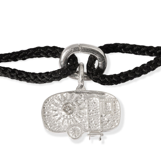 Paris - Diamond Charm - Two-Tone Black Kumihimo Silk