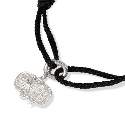 Paris - Diamond Charm - Two-Tone Black Kumihimo Silk