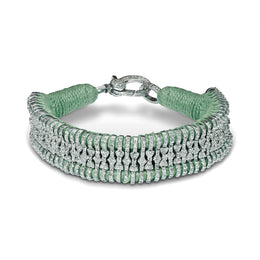 Green Thread Diamond bracelet with diamonds on a white background