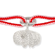 Alassio diamond charm bracelet with vibrant pink and red kumihimo thread