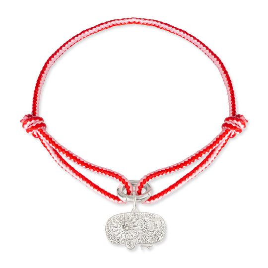Alassio vibrant pink and red kumihimo diamond charm bracelet on white