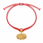 Alassio Diamond Gold Charm Bracelet in vibrant pink and red Kumihimo thread on white