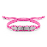 Bubblegum pink Row diamond bracelet laid flat, showing the sliding closure