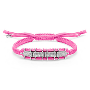Bubblegum pink Row diamond bracelet laid flat, showing the sliding closure