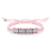Row baby pink diamond bracelet on white background with sliding lock by Caravan of Stones