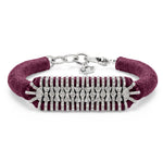 Caravan of Stones Claret Velvet pavé diamond slim stacker bracelet with silver clasp on white background