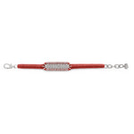 Caravan of Stones Coral pavé diamond slim stacker bracelet laid flat showing clasp and thread detail