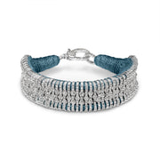 Caravan of Stones deep petrol teal pavé diamond stacker bracelet with silver clasp on white background