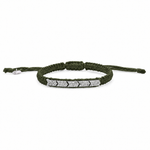 Méridien natural diamond bracelet in Olive Green, with five pavé-set chevrons on woven thread