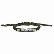Méridien natural diamond bracelet in Olive Green, with five pavé-set chevrons on woven thread