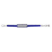 Caravan of Stones Royal Blue pavé diamond slim stacker bracelet laid flat showing clasp and thread detail