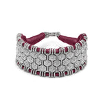 St. Moritz pavé diamond bracelet by Caravan of Stones — 6.8 carats of natural diamonds on deep vampire claret cotton thread.